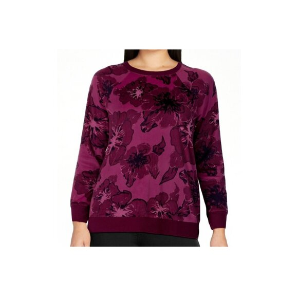 Secret Treasures Women's Velour Long Sleeve Soft Floral Sleep Top Size Small - Picture 2 of 4